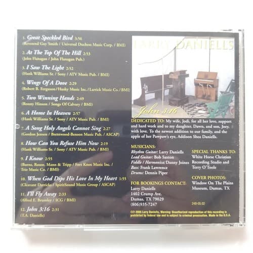 Larry Daniells John 3:16 Audio CD 2005 I'll Fly Away Great Speckled Bird - Thumbnail 3