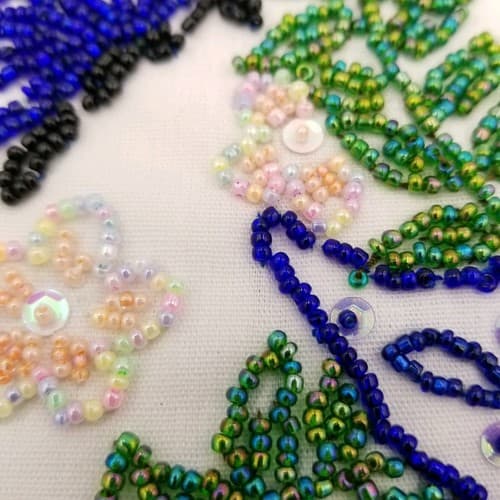 Hand Crafted Bead Work Blue Purple Butterflies Home Made Wall Art Decoration - Thumbnail 7