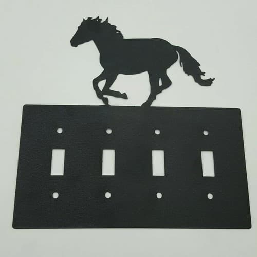 Horse Mustang Black Quadruplet Switch Toggle Plates Country Western Cabin - Thumbnail 6