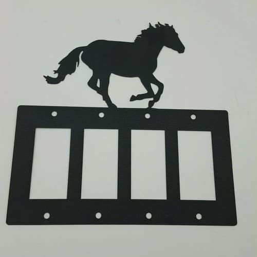 Horse Mustang Black Quadruplet Switch Toggle Plates Country Western Cabin - Thumbnail 4