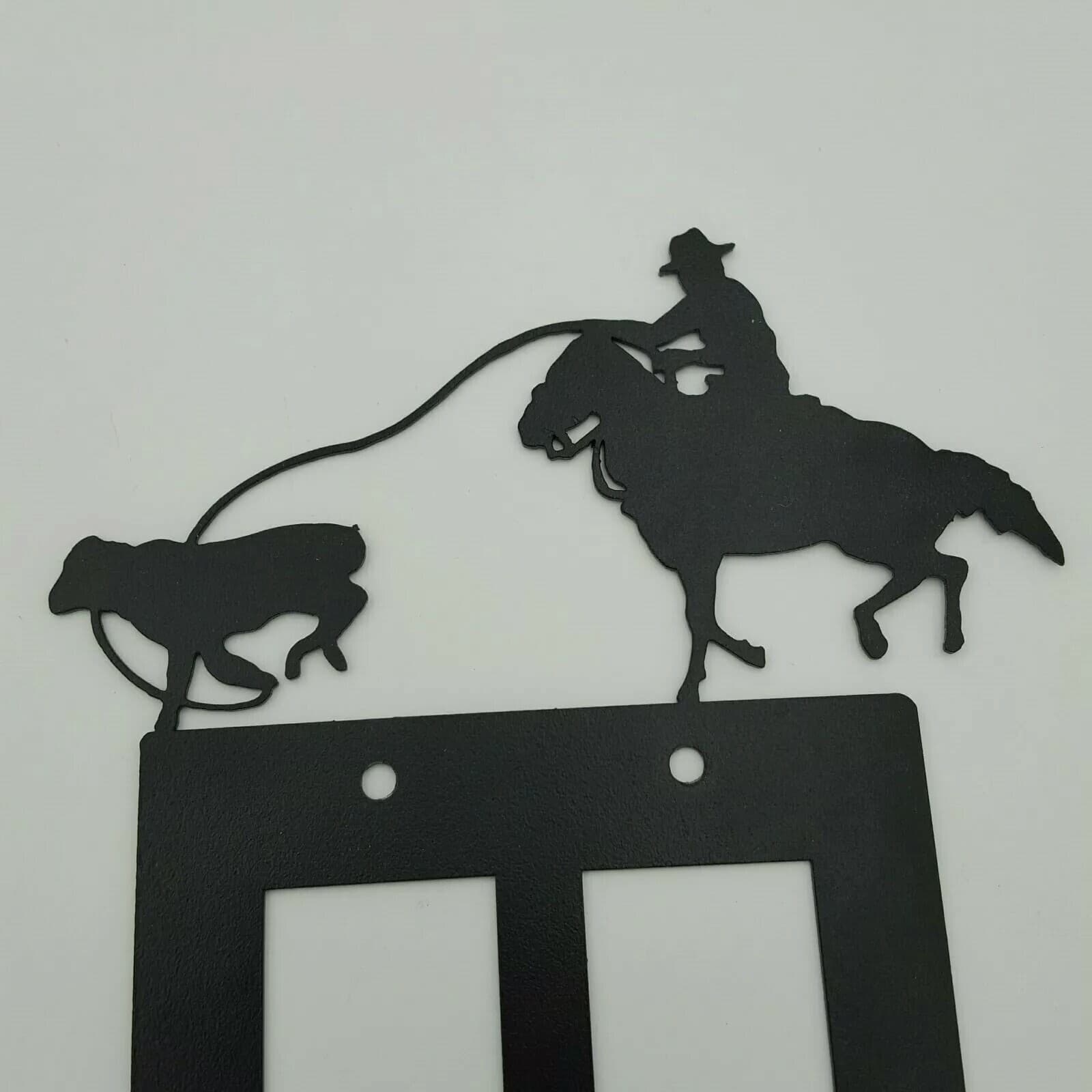 Cowboy Roping Calf Black Outlet Covers Switch Plates Toggle Country Western - Thumbnail 6
