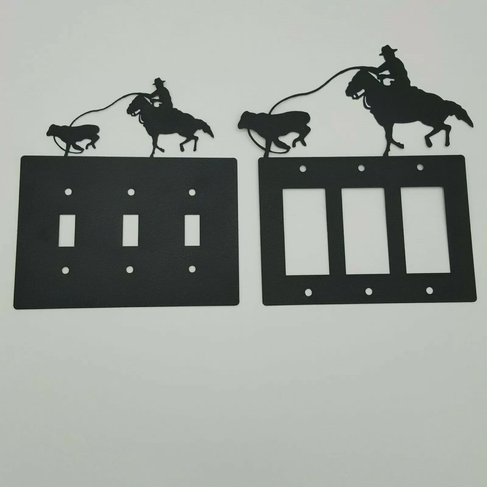 Cowboy Roping Calf Black Outlet Covers Switch Plates Toggle Country Western - Thumbnail 7