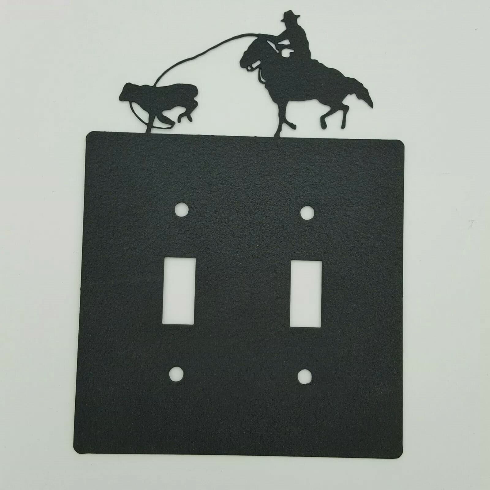 Cowboy Roping Calf Black Outlet Covers Switch Plates Toggle Country Western - Thumbnail 4