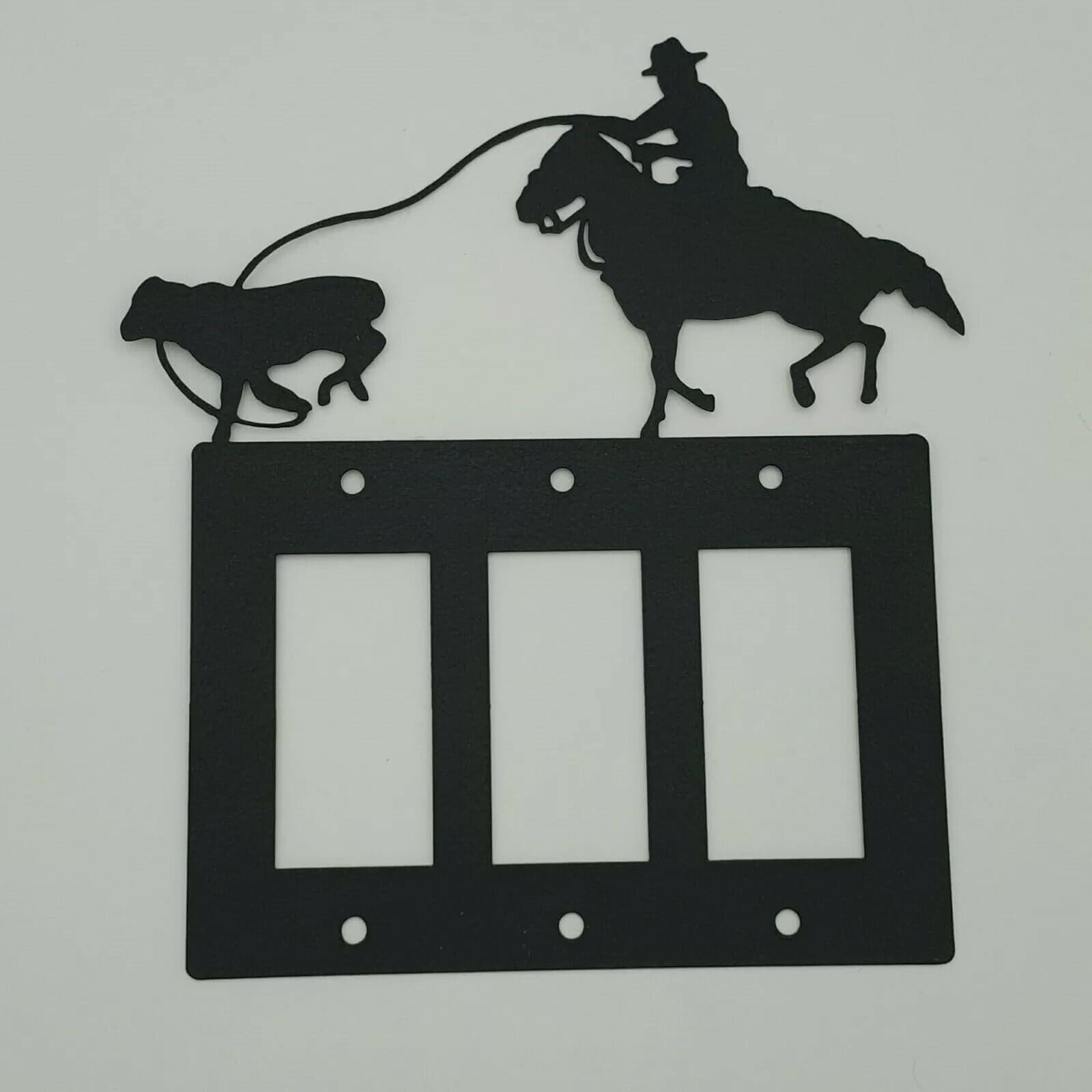 Cowboy Roping Calf Black Outlet Covers Switch Plates Toggle Country Western - Thumbnail 9