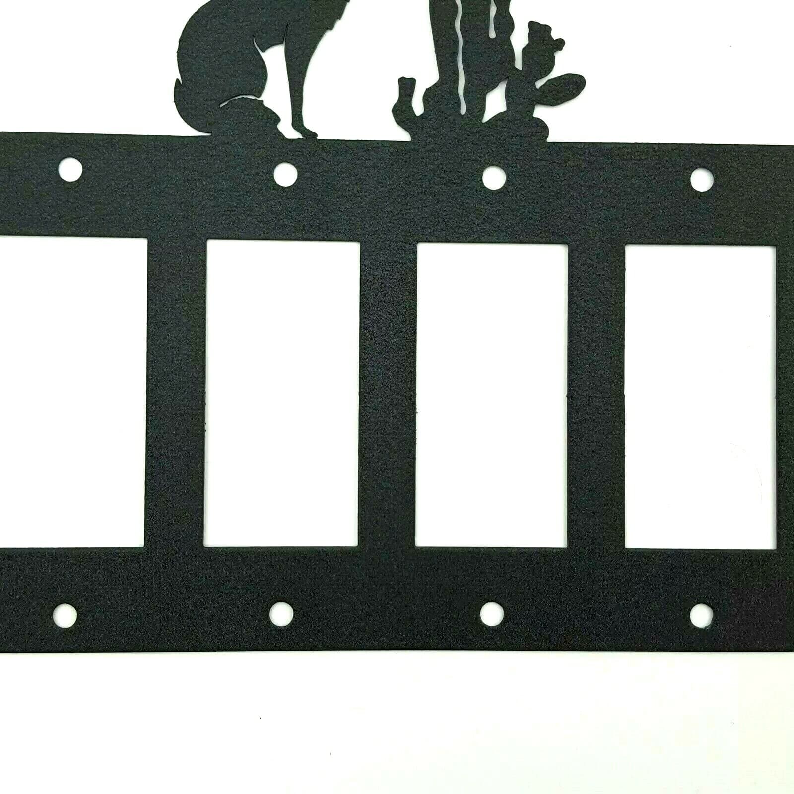 Coyote Howl Cactus Black Quadruplet Switch Toggle Plates Country Western Cabin - Thumbnail 5