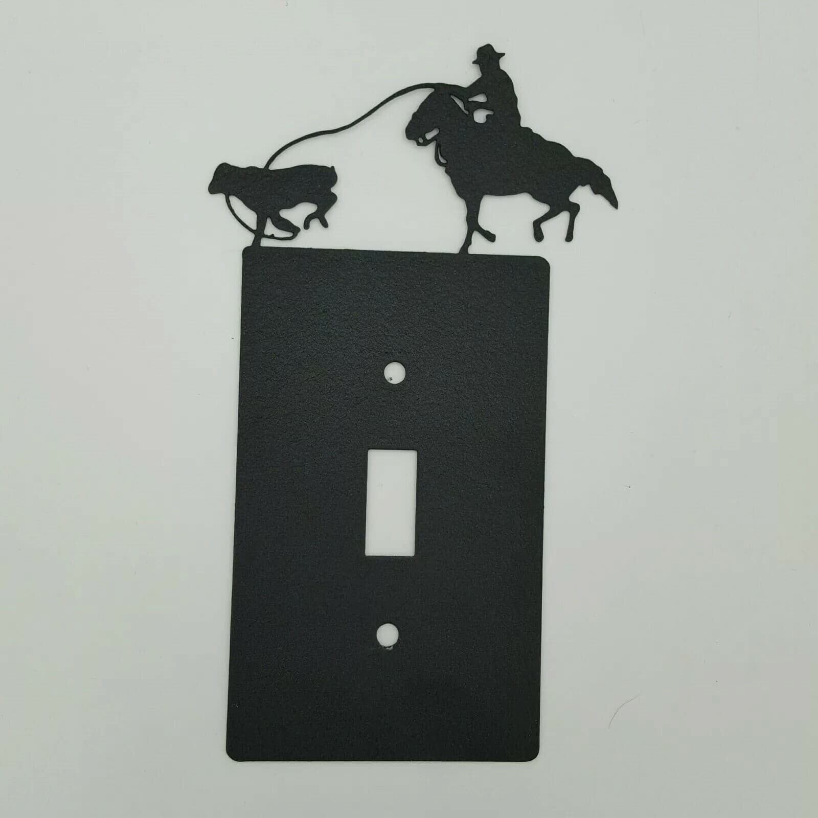 Cowboy Roping Calf Black Outlet Covers Switch Plates Toggle Country Western