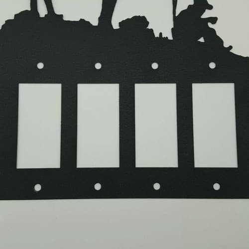 Resting Cowboy Horse Black Quadruplet Switch Toggle Plates Country Western Cabin - Thumbnail 5