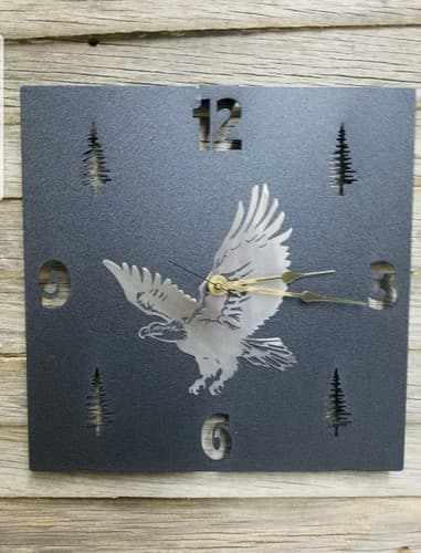 Rustic Western Eagle Wall Clock Home Accent Decor Metal Lazart Cabin Lodge Ranch