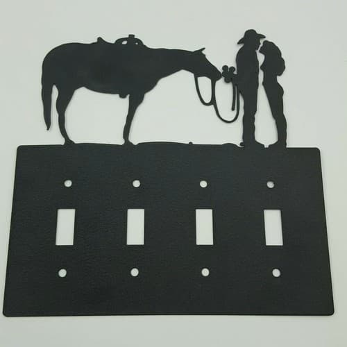 Couple Cowboy Flowers Black Quadruplet Switch Toggle Plates Country Western - Thumbnail 6
