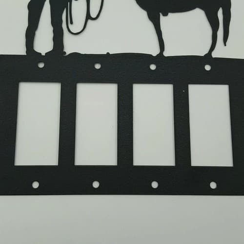 Couple Cowboy Flowers Black Quadruplet Switch Toggle Plates Country Western - Thumbnail 5
