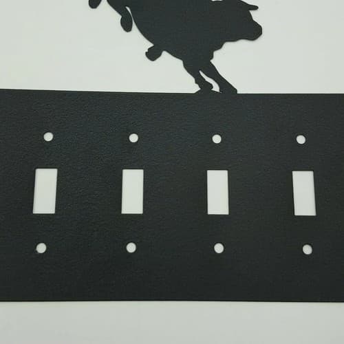 Bull Riding Cowboy Black Quadruplet Switch Toggle Plates Country Western Cabin - Thumbnail 8