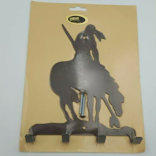 LAZART Buffalo Horse Moose End Of The Trail Metal Key Ring Holder Wall Mount - Thumbnail 6