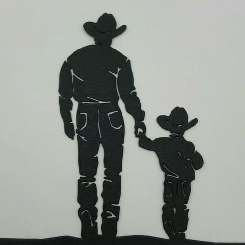 Father & Son Holding Hands Cowboy Black Quadruplet Toggle Plate Western Country - Thumbnail 4