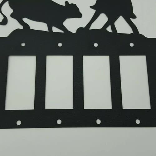 Cowboy Herding Calf Black Quadruplet Switch Toggle Plates Country Western Cabin - Thumbnail 5