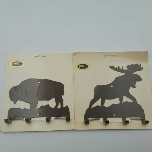 LAZART Buffalo Horse Moose End Of The Trail Metal Key Ring Holder Wall Mount - Thumbnail 3