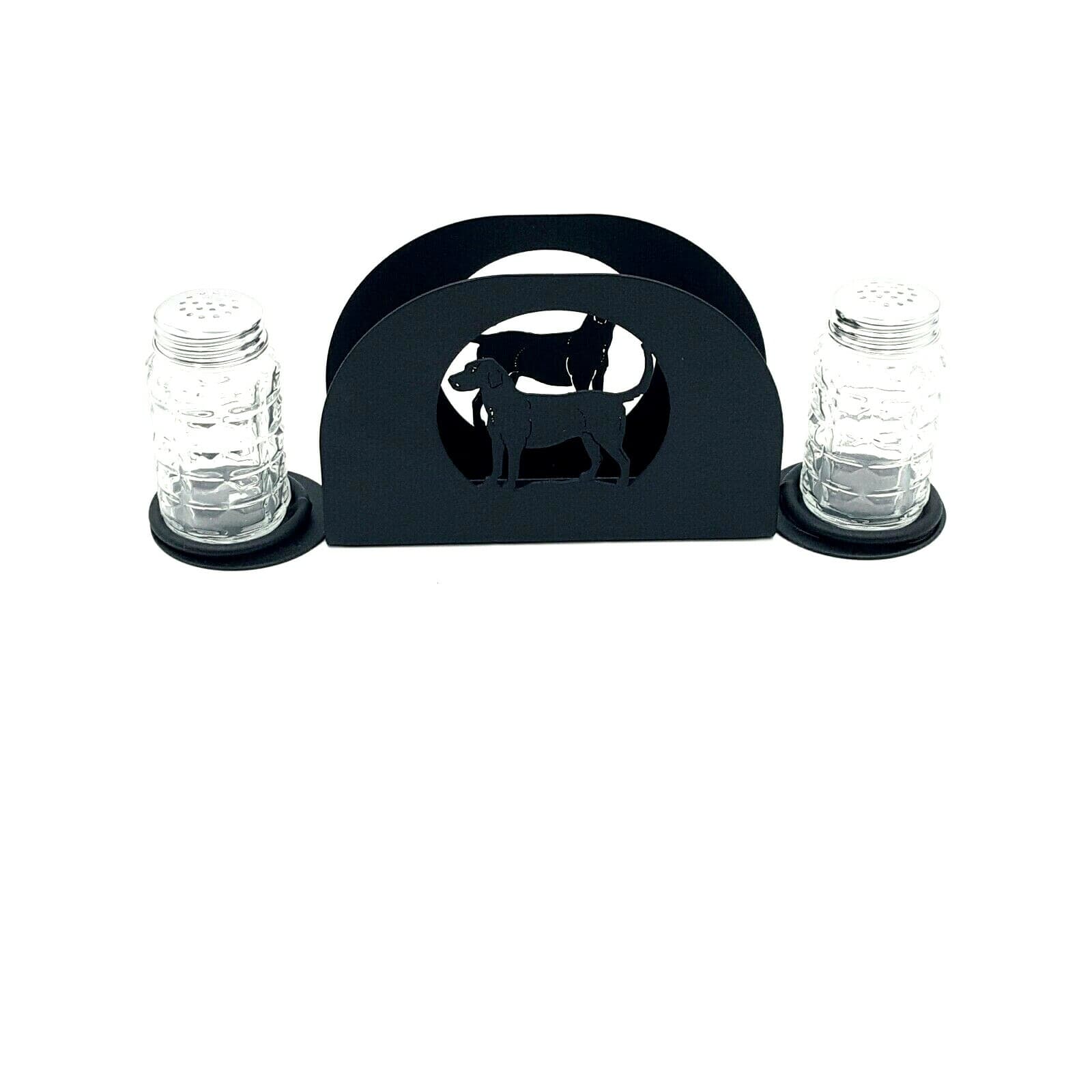 Gift Rustic Home Kitchen Dog Themed Salt Pepper Shakers Napkin Holder Black New - Thumbnail 2