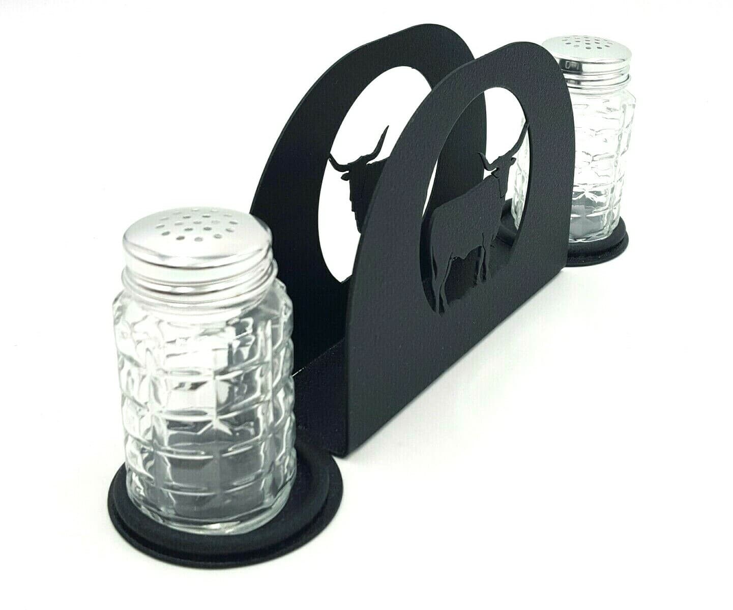 Gift Rustic Home Kitchen Salt Pepper Shakers Napkin Holder Longhorn Western - Thumbnail 4