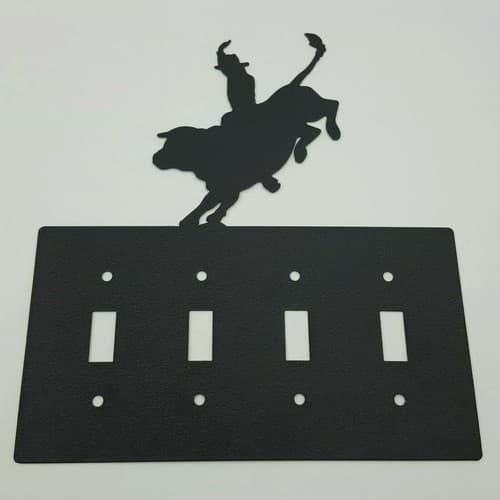 Bull Riding Cowboy Black Quadruplet Switch Toggle Plates Country Western Cabin - Thumbnail 6