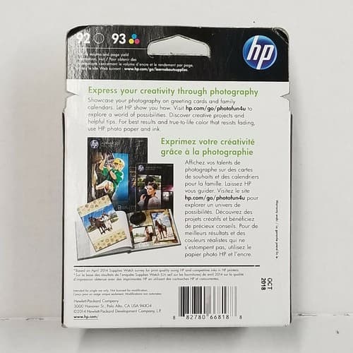 NEW Sealed HP 92 Black & HP 93 Tri-color Ink Cartridges Exp Oct. 2018 - Thumbnail 2