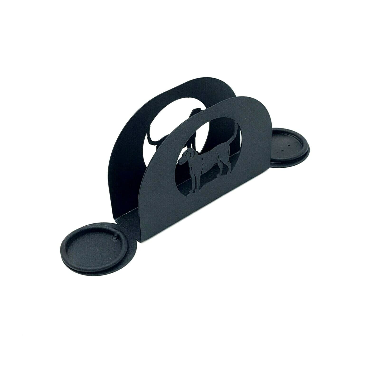 Gift Rustic Home Kitchen Dog Themed Salt Pepper Shakers Napkin Holder Black New - Thumbnail 4