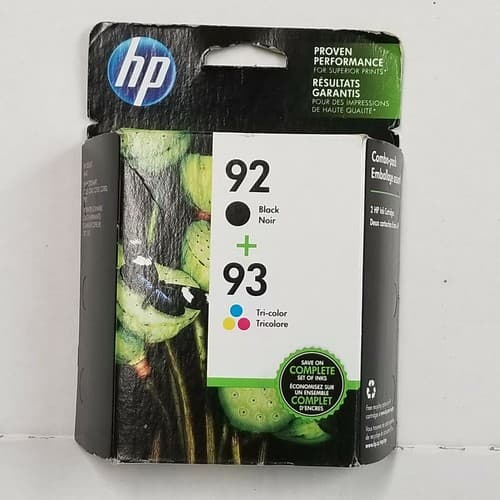 NEW Sealed HP 92 Black & HP 93 Tri-color Ink Cartridges Exp Oct. 2018