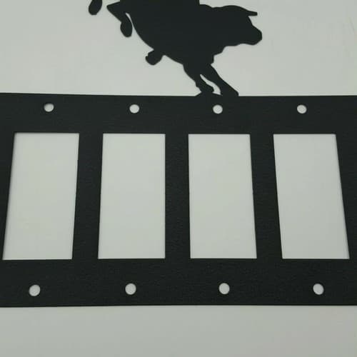 Bull Riding Cowboy Black Quadruplet Switch Toggle Plates Country Western Cabin - Thumbnail 5