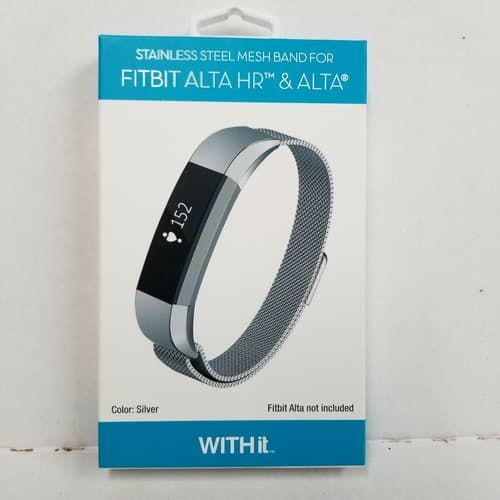 WITH it Band Compatible w/ Fitbit Alta Hr & Alta Stainless Steel Magnetic Silver