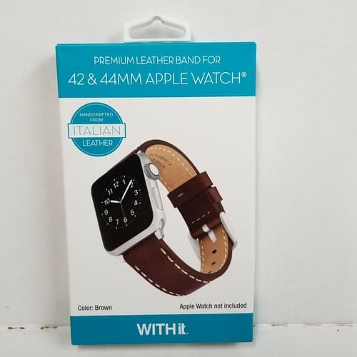 With It Premium Italian Leather Band for 42 & 44mm Apple Watches Genuine Leather