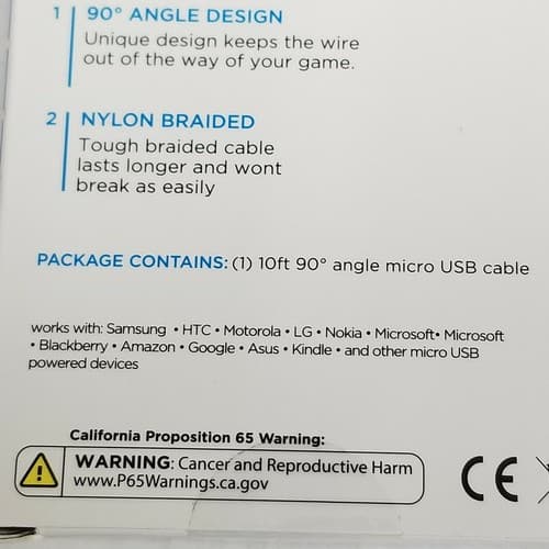 10ft Micro USB Charge & Sync Cable Nylon Braided 90° Comfort Charging iHome NIB - Thumbnail 8