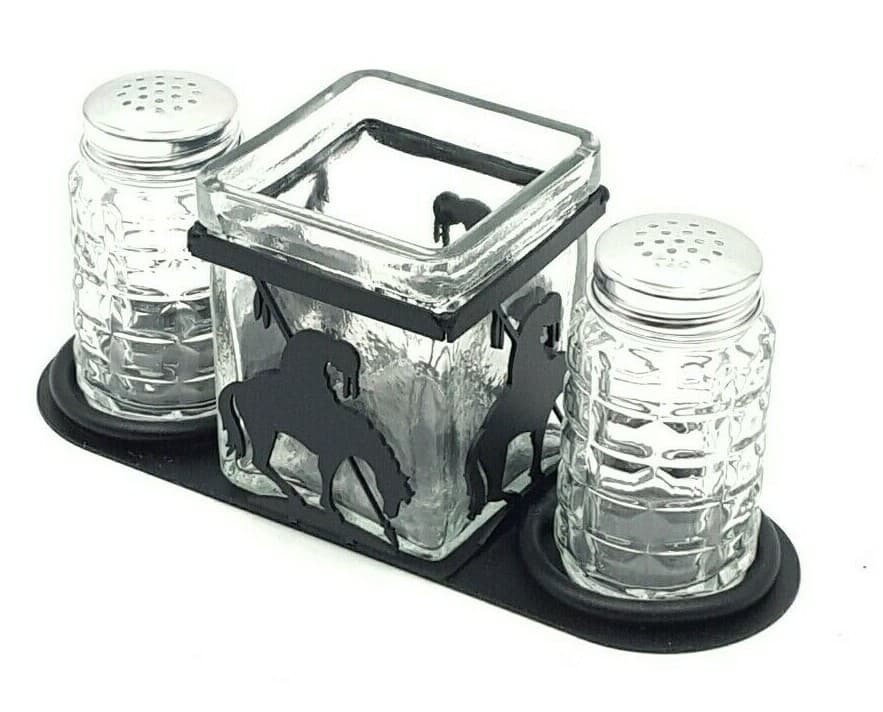 Rustic Home Salt And Pepper Shakers Candle Holder End Of The Trail Themed - Thumbnail 3