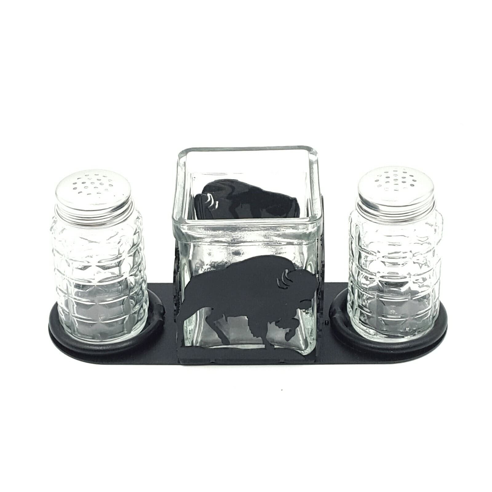 Rustic Home Salt And Pepper Shakers Candle Holder Buffalo Themed Rancher Cabin - Thumbnail 2