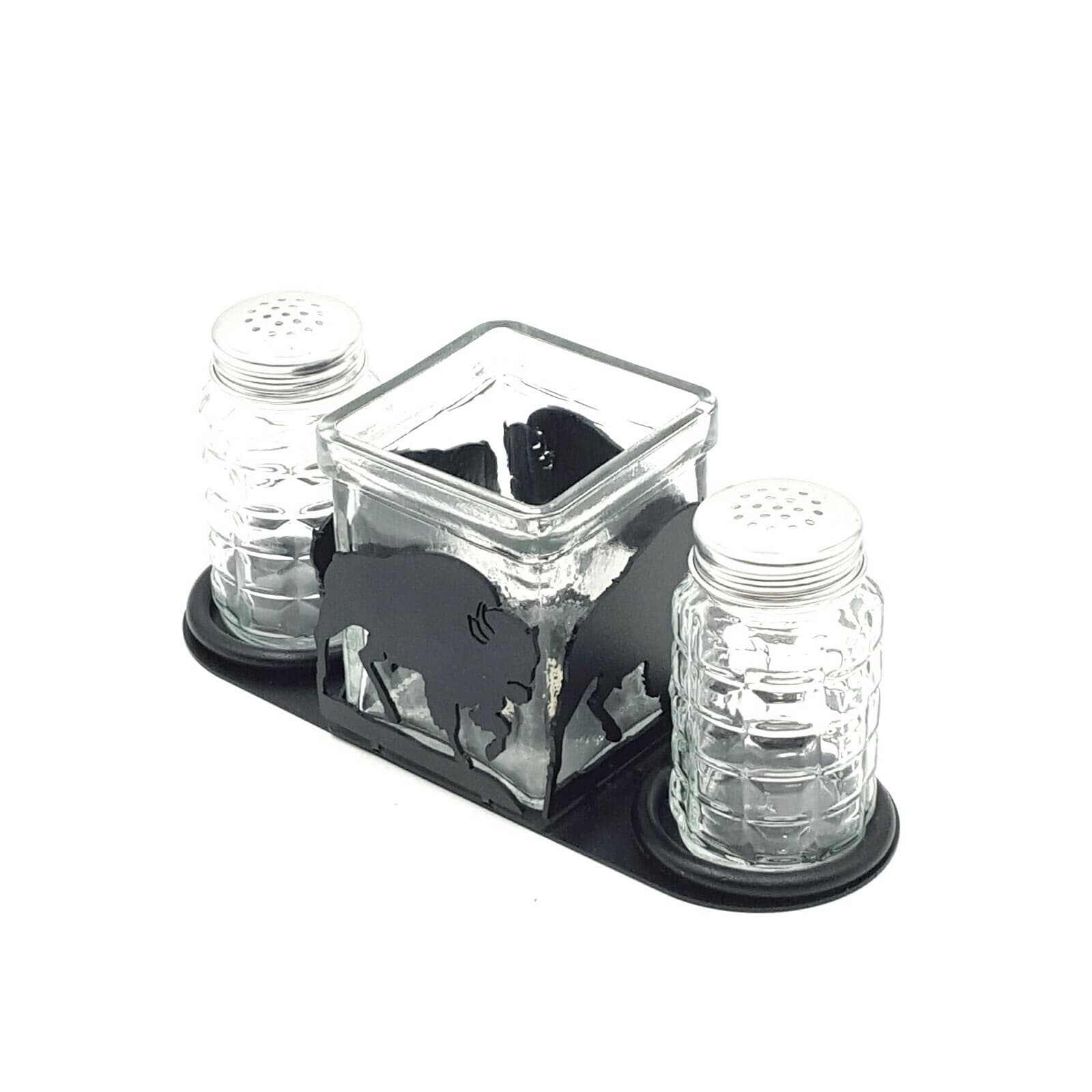 Rustic Home Salt And Pepper Shakers Candle Holder Buffalo Themed Rancher Cabin - Thumbnail 3