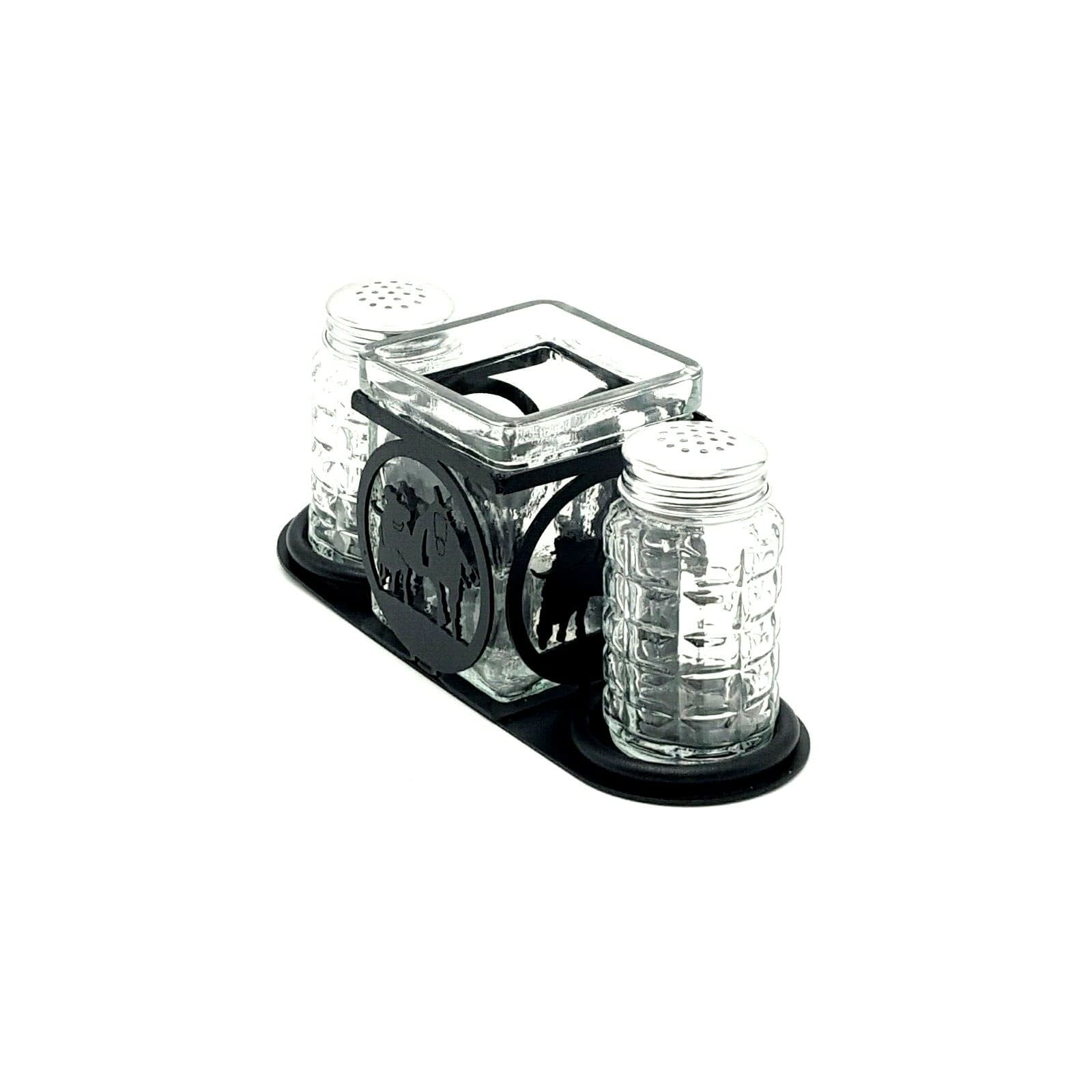 Rustic Home Salt And Pepper Shakers Candle Holder Steer Wrestler Themed New - Thumbnail 3
