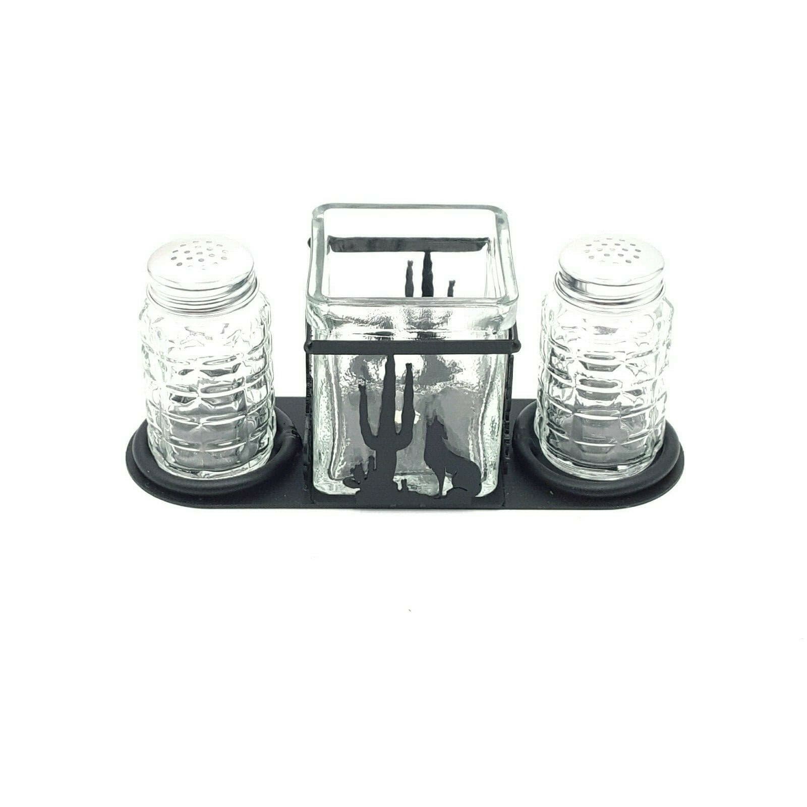 Rustic Home Salt And Pepper Shakers Candle Holder Coyote With Cactus Western - Thumbnail 3