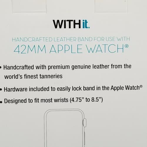 With It Premium Italian Leather Band for 42 mm Apple Watches Genuine Leather New - Thumbnail 3