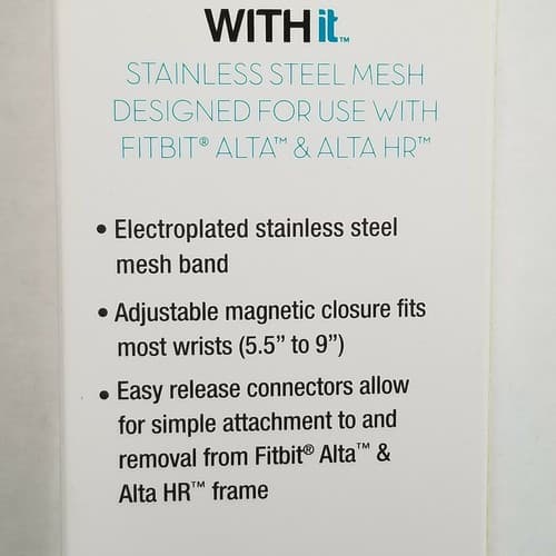 WITH it Band Compatible w/ Fitbit Alta Hr & Alta Stainless Steel Magnetic Silver - Thumbnail 3