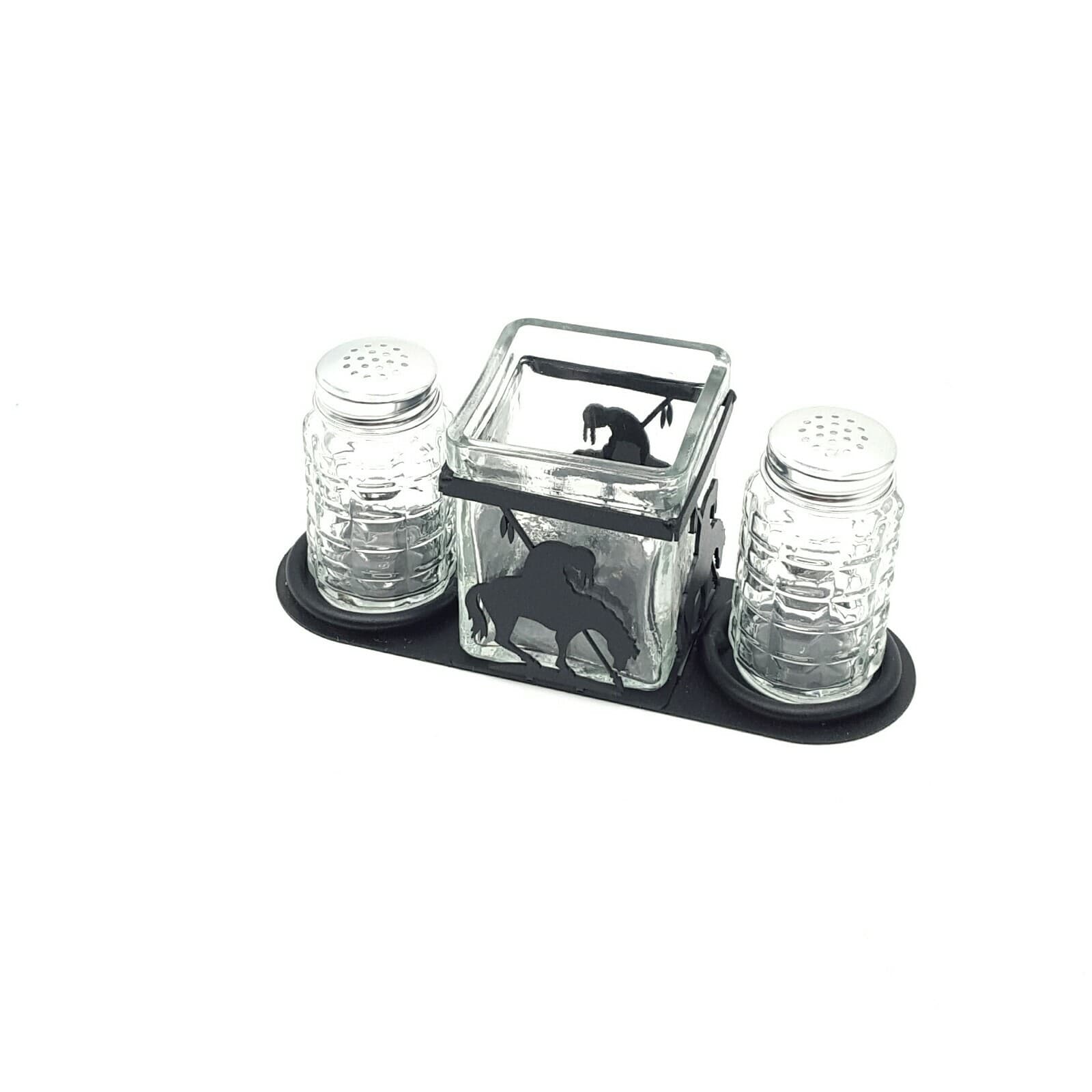 Rustic Home Salt And Pepper Shakers Candle Holder End Of The Trail Themed - Thumbnail 4