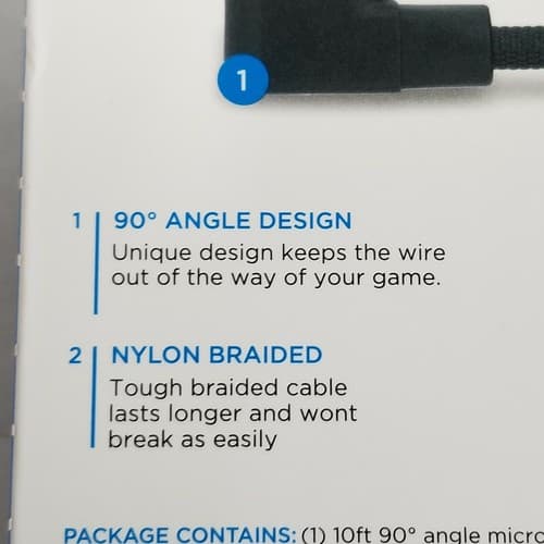 10ft Micro USB Charge & Sync Cable Nylon Braided 90° Comfort Charging iHome NIB - Thumbnail 7