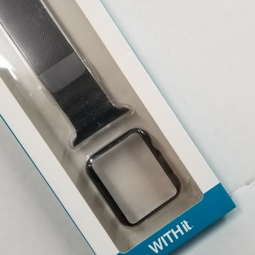 With It Stainless Steel Mesh Band for 42mm Apple Watch With Matching Cover Black - Thumbnail 6