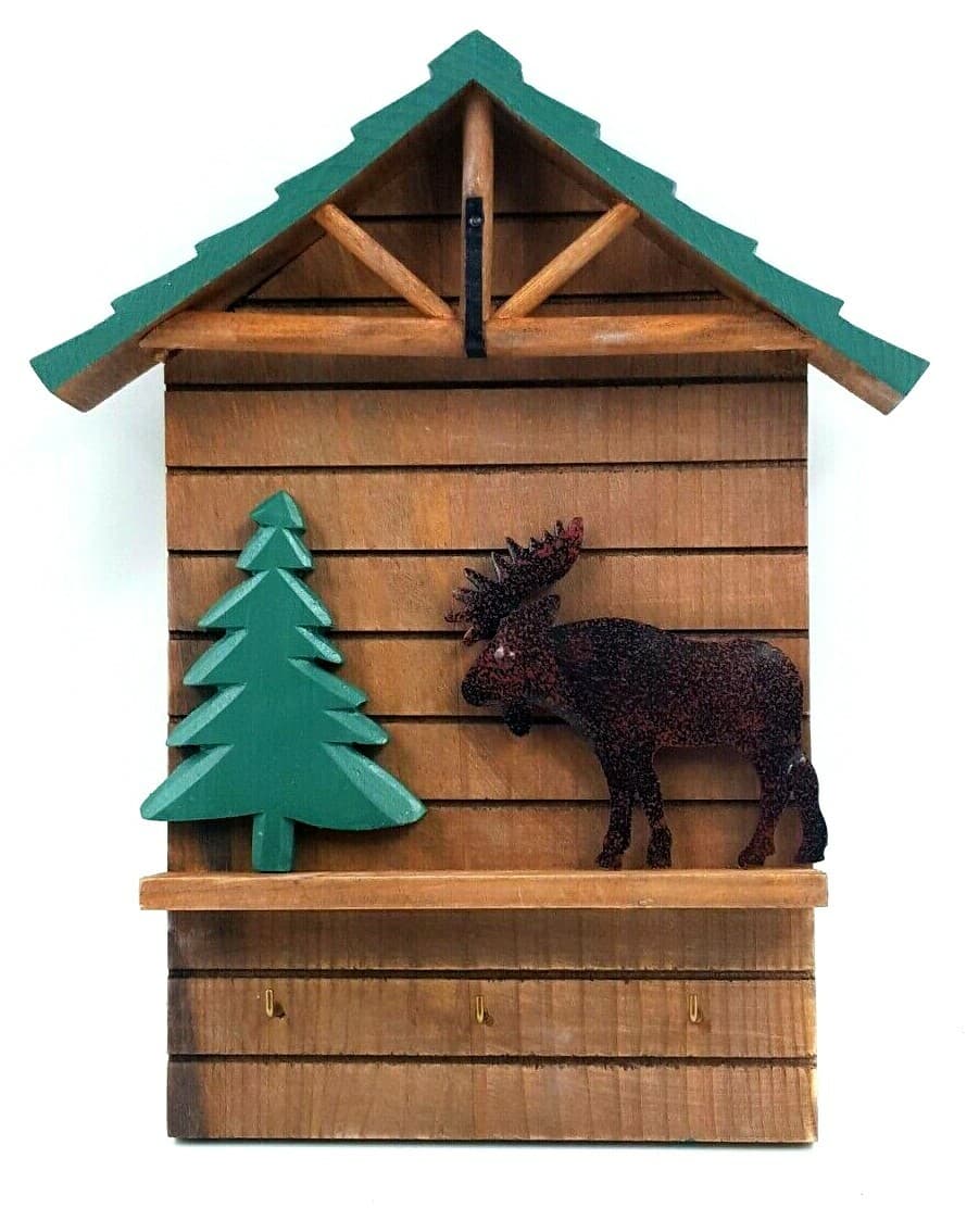 Gift Rustic Home Decor Moose Themed Key Rack Log Cabin