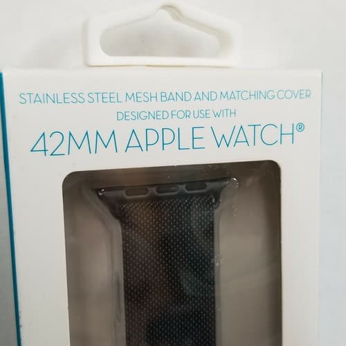 With It Stainless Steel Mesh Band for 42mm Apple Watch With Matching Cover Black - Thumbnail 5