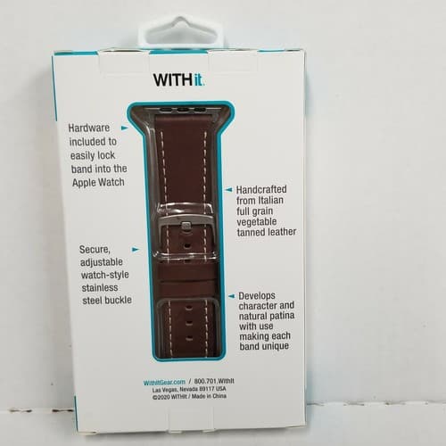 With It Premium Italian Leather Band for 42 & 44mm Apple Watches Genuine Leather - Thumbnail 2