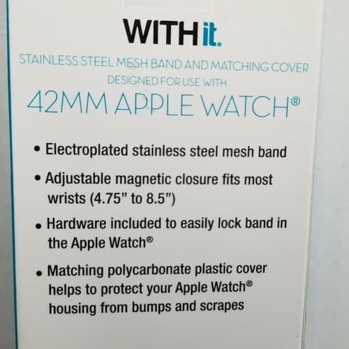 With It Stainless Steel Mesh Band for 42mm Apple Watch With Matching Cover Black - Thumbnail 3