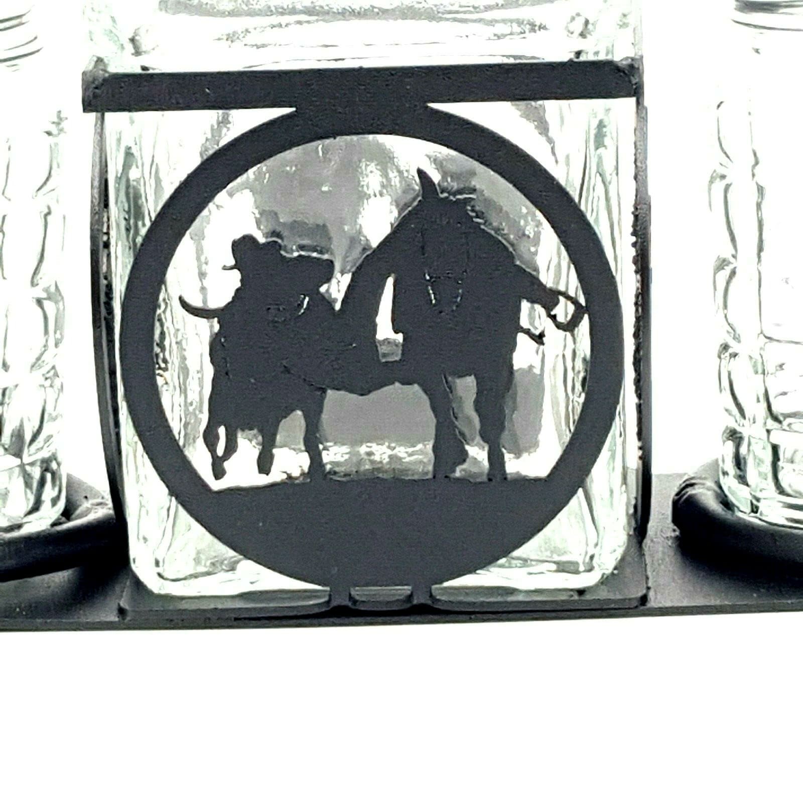Rustic Home Salt And Pepper Shakers Candle Holder Steer Wrestler Themed New - Thumbnail 6
