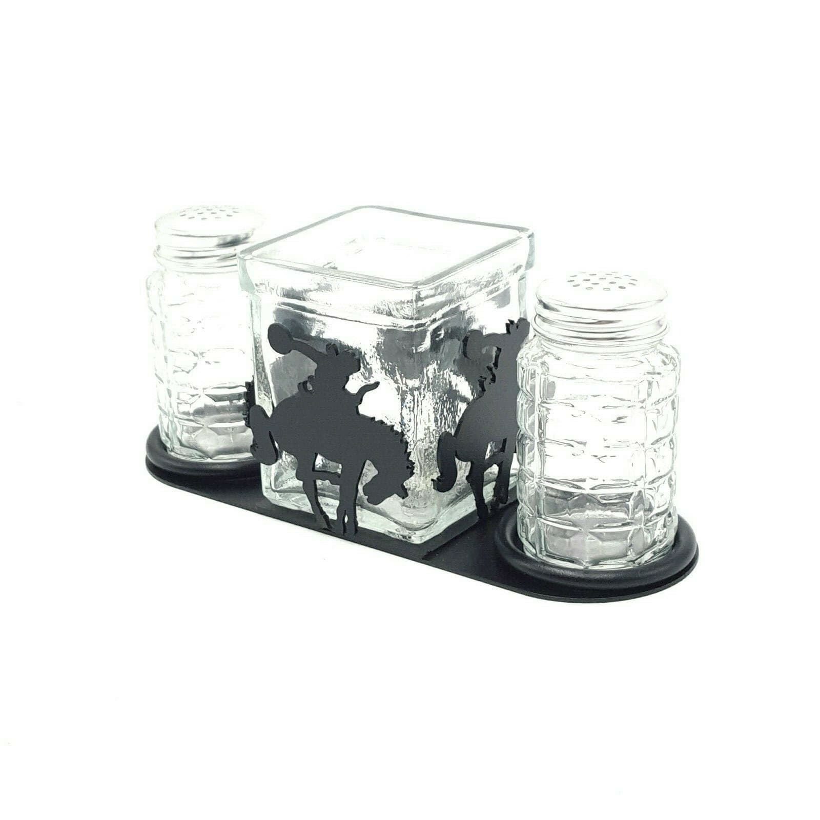 Rustic Home Salt And Pepper Shakers Candle Holder Bronco Themed New Rodeo - Thumbnail 2
