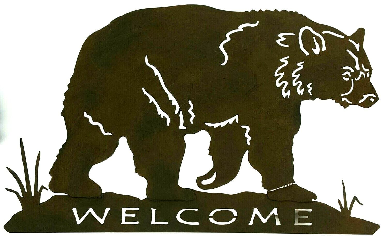 Gift Rustic Standing Hanging Bear Welcome Sign Log Cabin Woods Lodge - Thumbnail 4