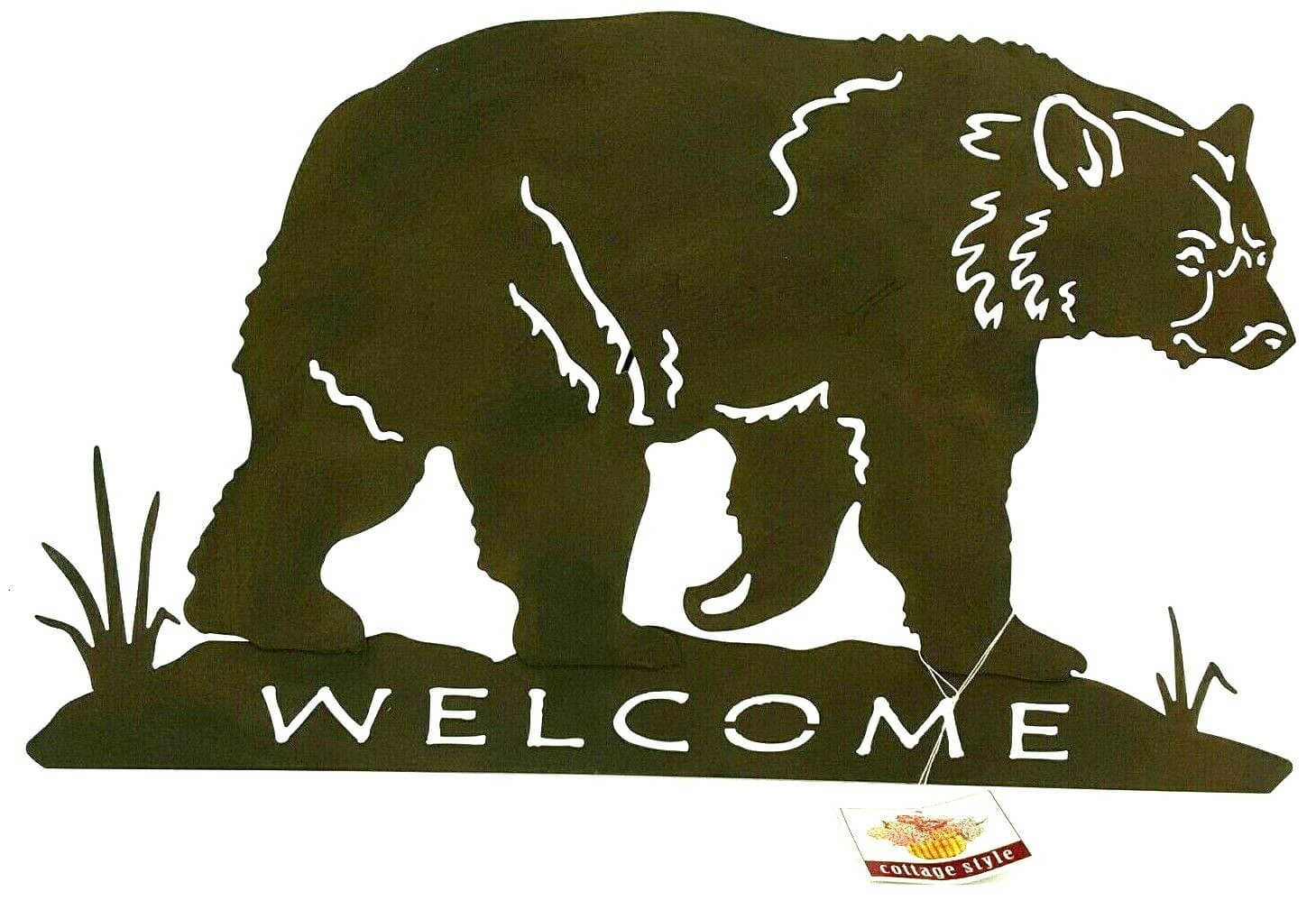 Gift Rustic Standing Hanging Bear Welcome Sign Log Cabin Woods Lodge - Thumbnail 8