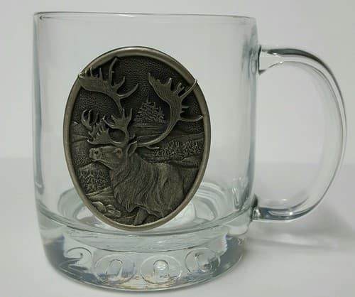Wildlife Deer Caribou Moose Glass Clear Insulated Cup Mug Heritage Pewter Gift - Thumbnail 2