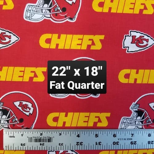 Kansas City Chiefs NFL Fabric Material 100% Cotton 22" x 18" Fat Quarter Red