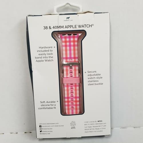 38/40mm Silicone Band for Apple Watch Dabney Lee Gingham Pink New NIB - Thumbnail 2